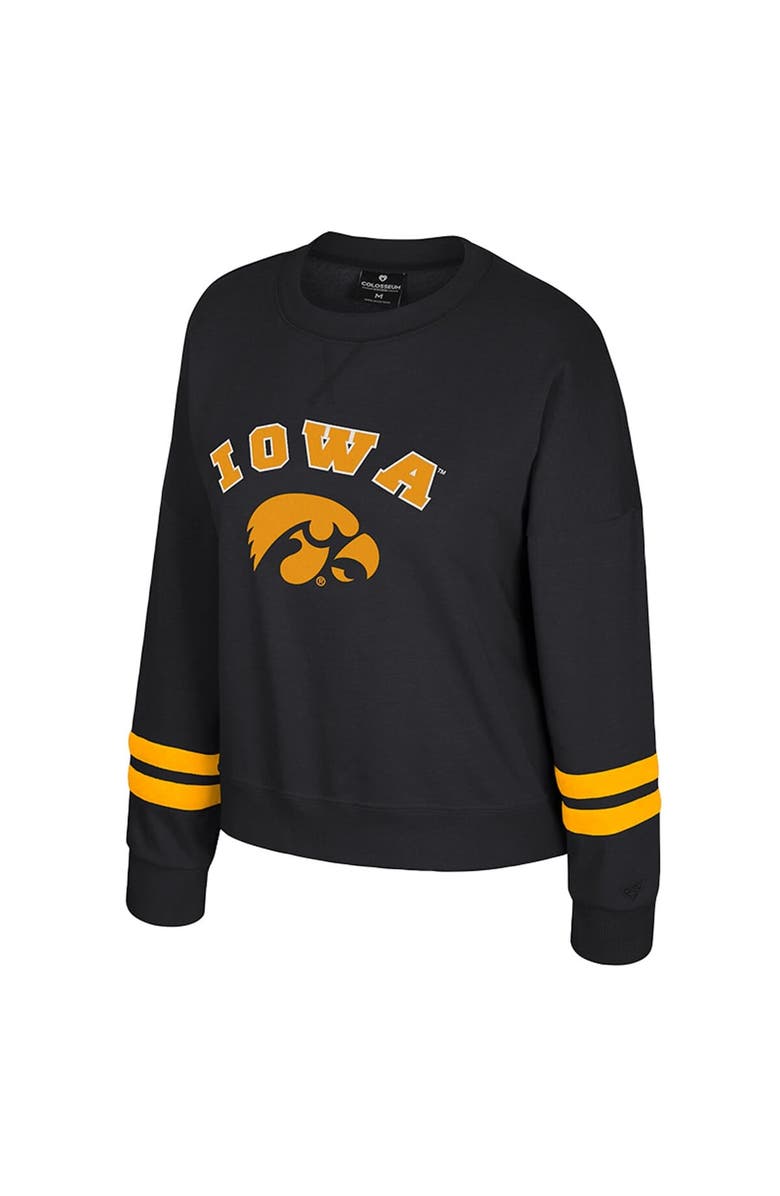 COLOSSEUM Women's Colosseum Black Iowa Hawkeyes Splashy Crewneck Fleece Sweatshirt, Alternate, color, Black