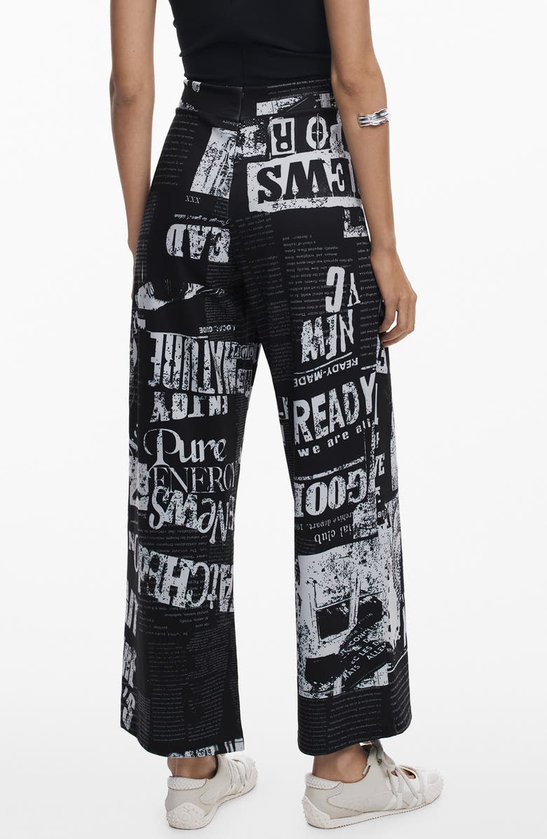 Desigual Colorblock Newspaper Print Jumpsuit, Alternate, color, Black