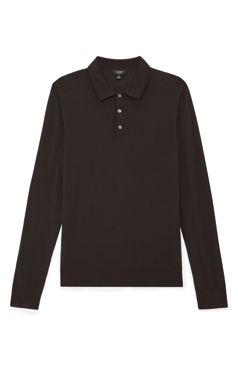 Reiss Trafford Long Sleeve Wool Polo Sweater, Alternate, color, Chocolate Brown