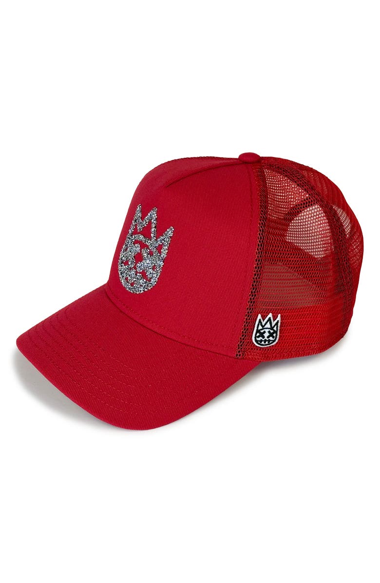 Cult of Individuality Crystal Shimuchan Logo Trucker Hat, Main, color, Red