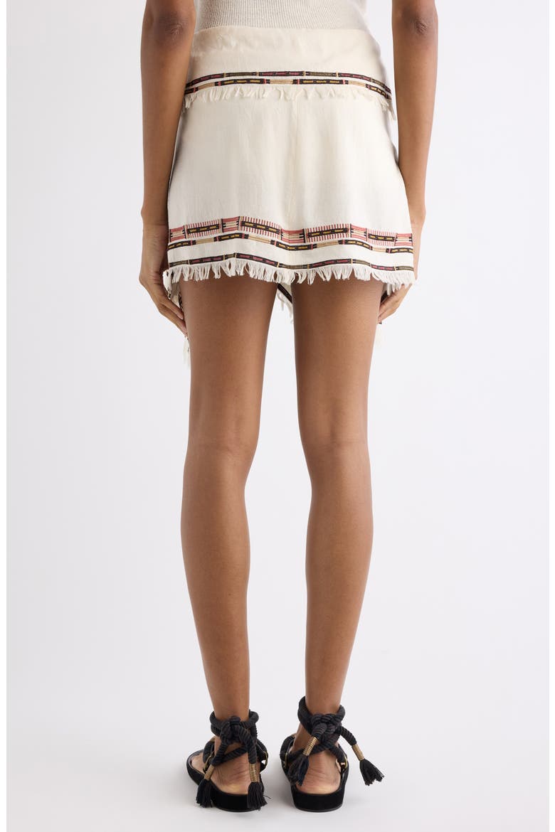 Feriel Embroidered Fringe Silk Wrap Skirt, Alternate, color, ECRU