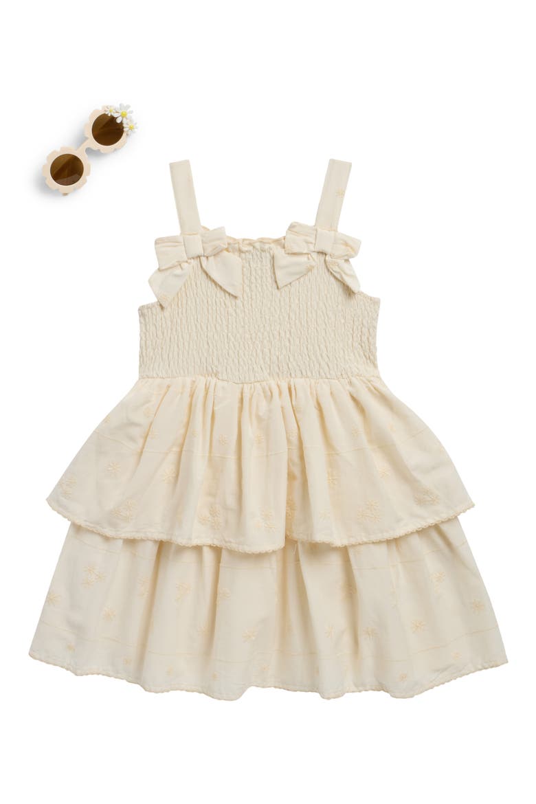 Kids' Tiered Eyelet Sundress & Sunglasses Set, Main, color, CREAM