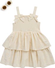 BLUEBERI boulevard Kids' Tiered Eyelet Sundress & Sunglasses Set