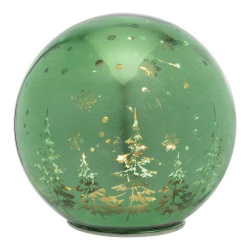 Northlight Led Lighted Pine Trees And Snowflakes Glass Globe Christmas Decoration In Green