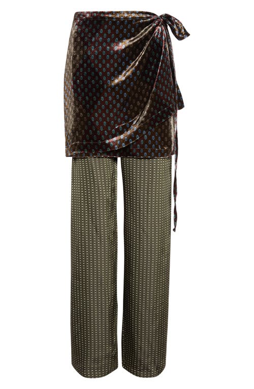 Dries Van Noten Womens Khaki Pritty Geometric-printed Silk-blend Trousers In Green