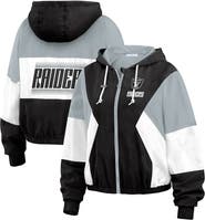 WEAR by Erin Andrews Women's WEAR by Erin Andrews  Black Las Vegas Raiders Color Block Full-Zip Windbreaker Jacket