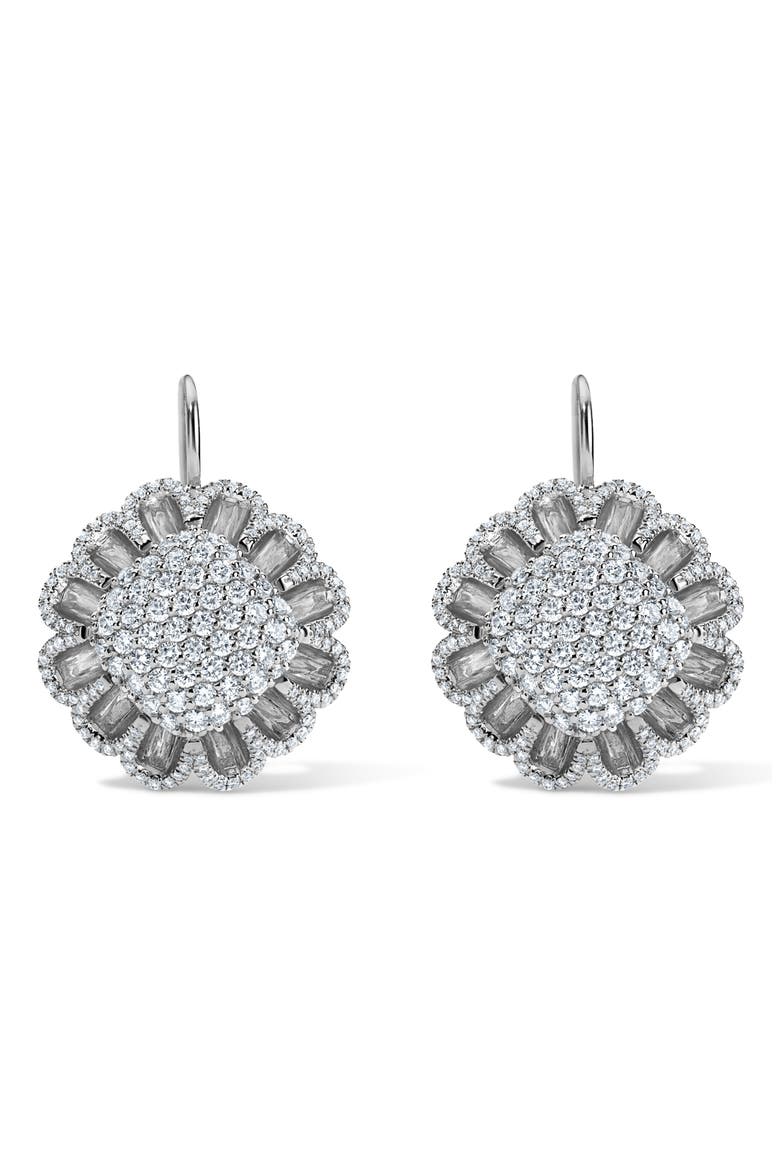 Floating All Diamond Drop Earrings, Main, color, 18K WHITE GOLD