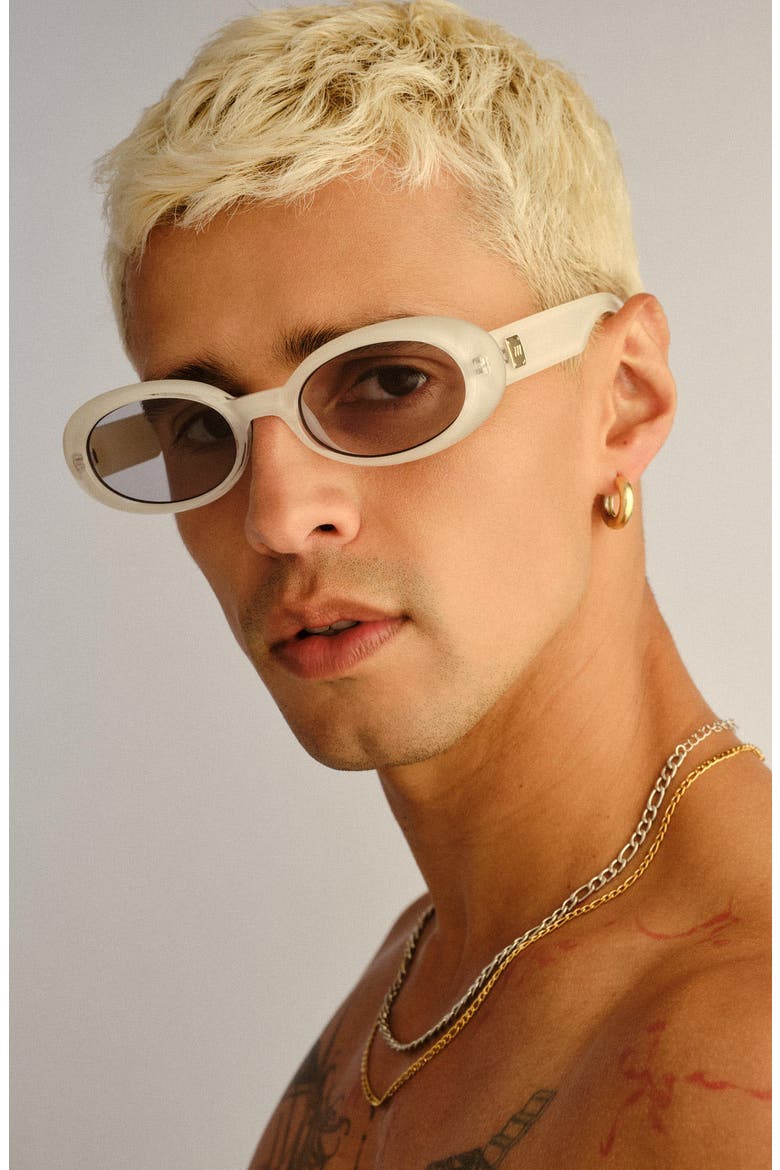 Work It 53mm Oval Sunglasses, Alternate, color, VANILLA PEARL / SMOKE TINT