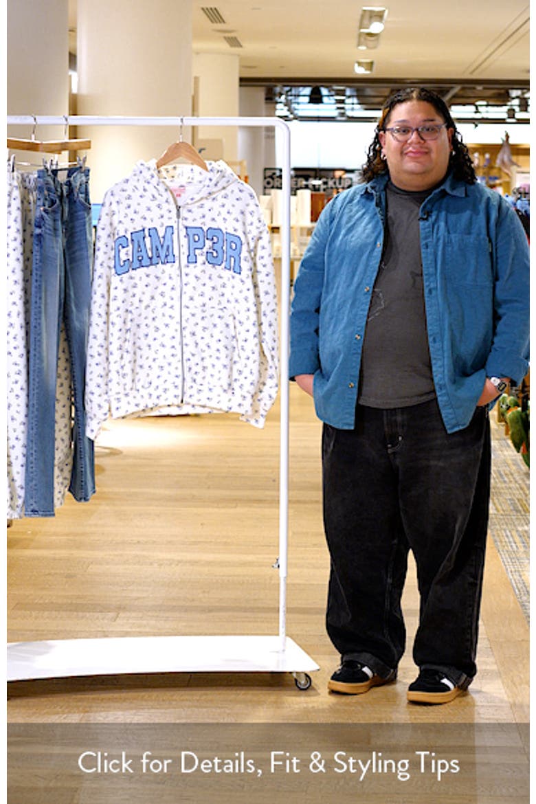 Floral Appliqué Graphic Zip-Up Hoodie video