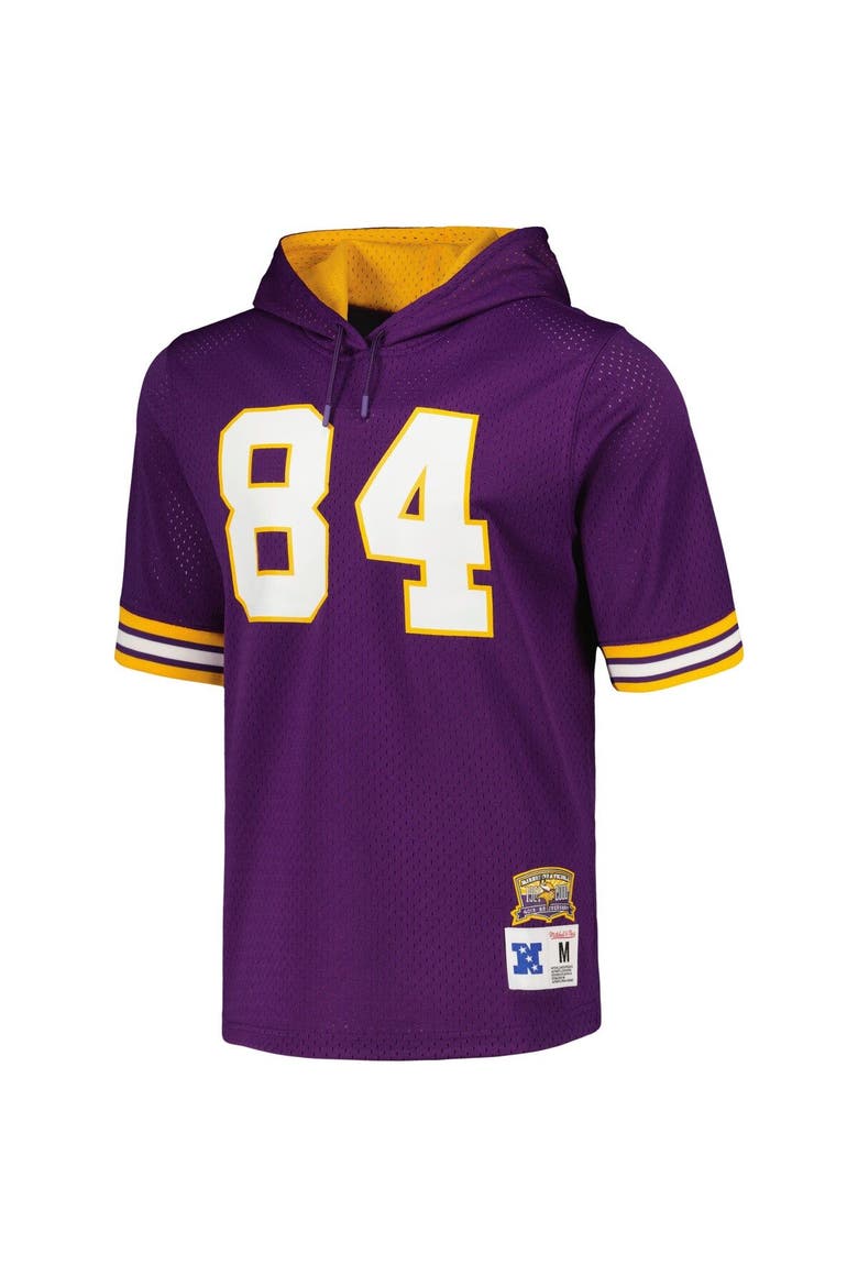 Men's Mitchell & Ness Randy Moss Purple Minnesota Vikings Retired Player Name & Number Mesh Hoodie T-Shirt, Alternate, color, Purple