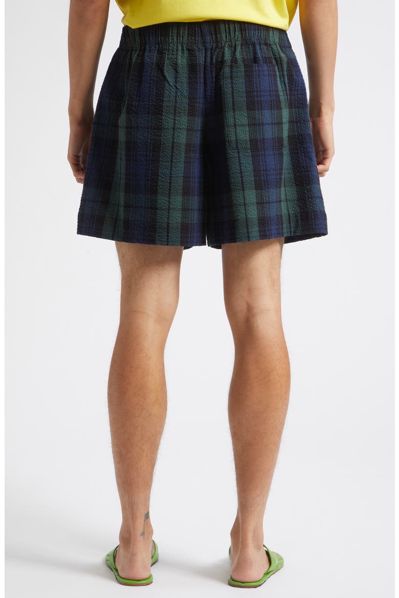 Plaid Cotton Seersucker Shorts, Alternate, color, NAVY/ GREEN