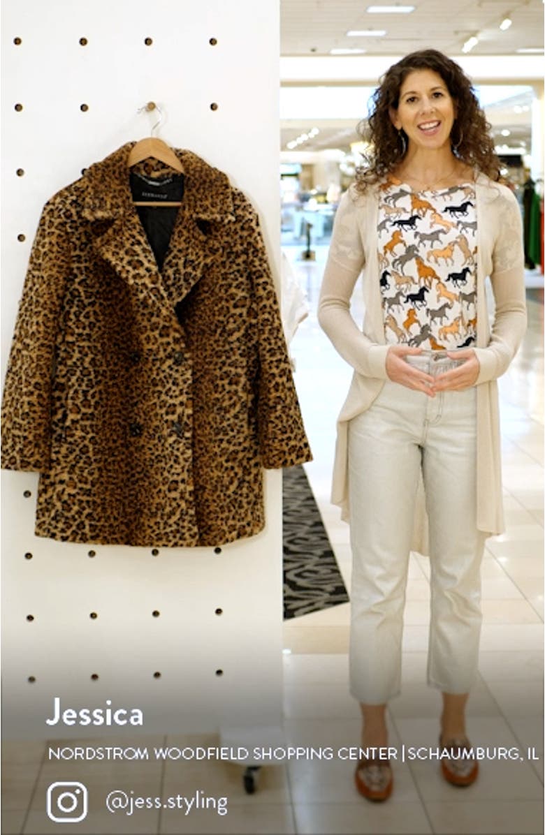 Animal Print Double Breasted Bouclé Coat, sales video thumbnail