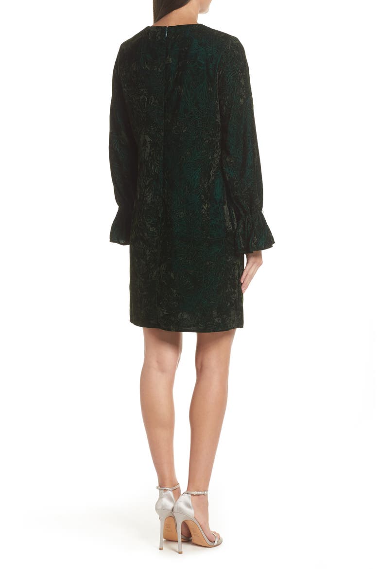 Crushed Velvet Shift Dress, Alternate, color, HUNTER GREEN