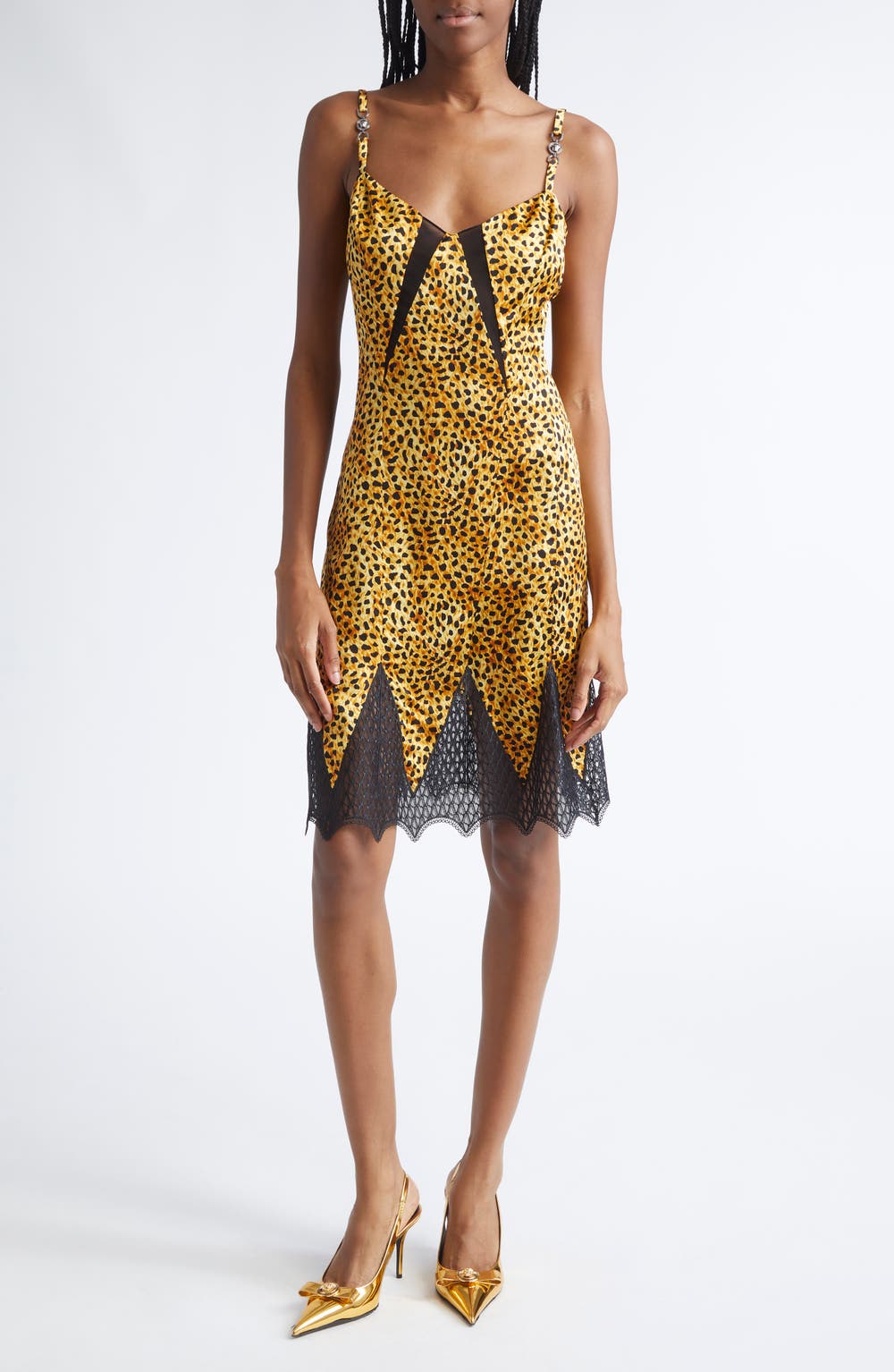 Cheetah Print Silk Cocktail Dress, color, NEUTRAL
