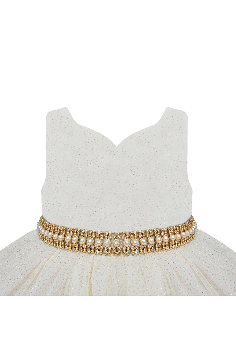 AMERICAN PRINCESS Embellished Tiered Party Dress & Bloomers, Alternate, color, Candlelight