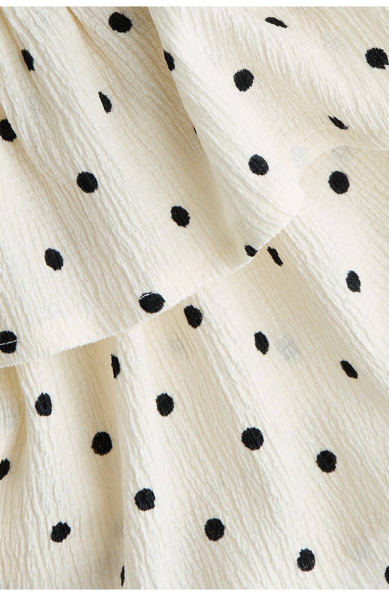 H&M Crinkled Tiered Skirt, Alternate, color, Cream/Polka Dot