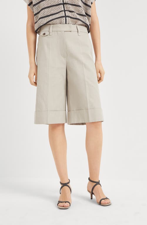 Brunello Cucinelli Sartorial Long Bermuda Shorts In Desert