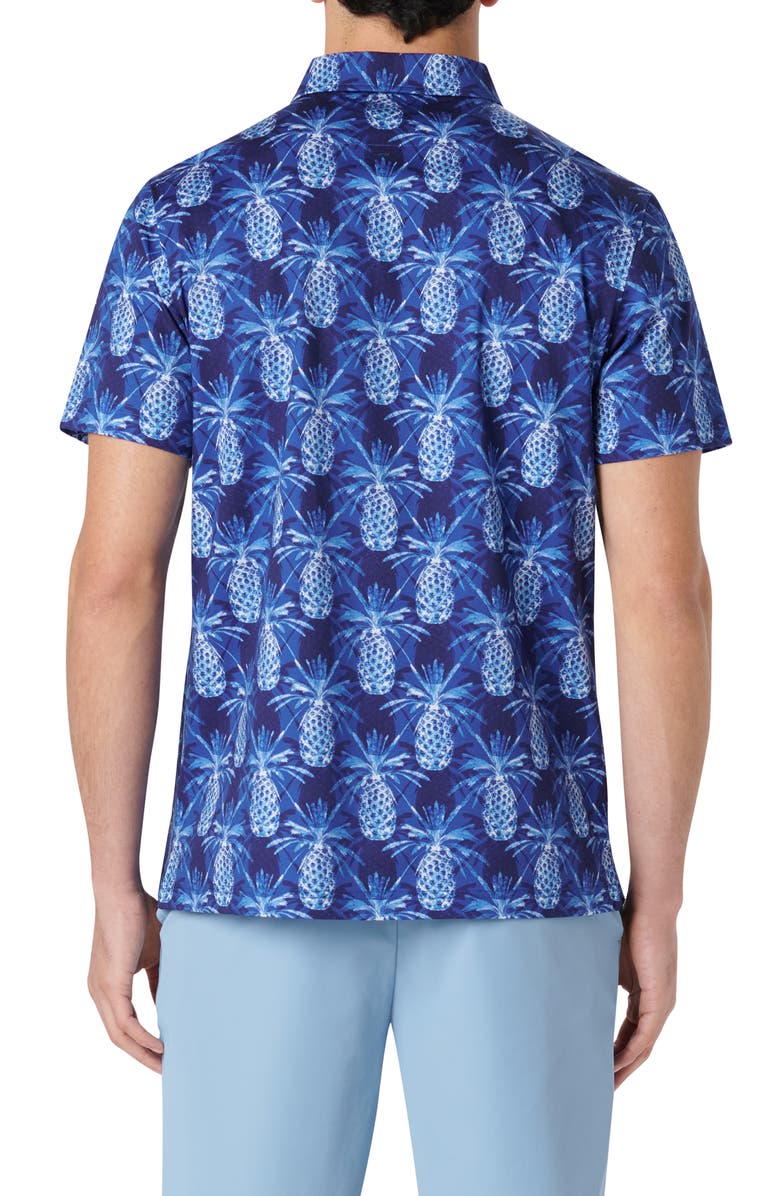 Bugatchi Hendrix Digital Pineapple Print Cotton Polo, Alternate, color, Night Blue