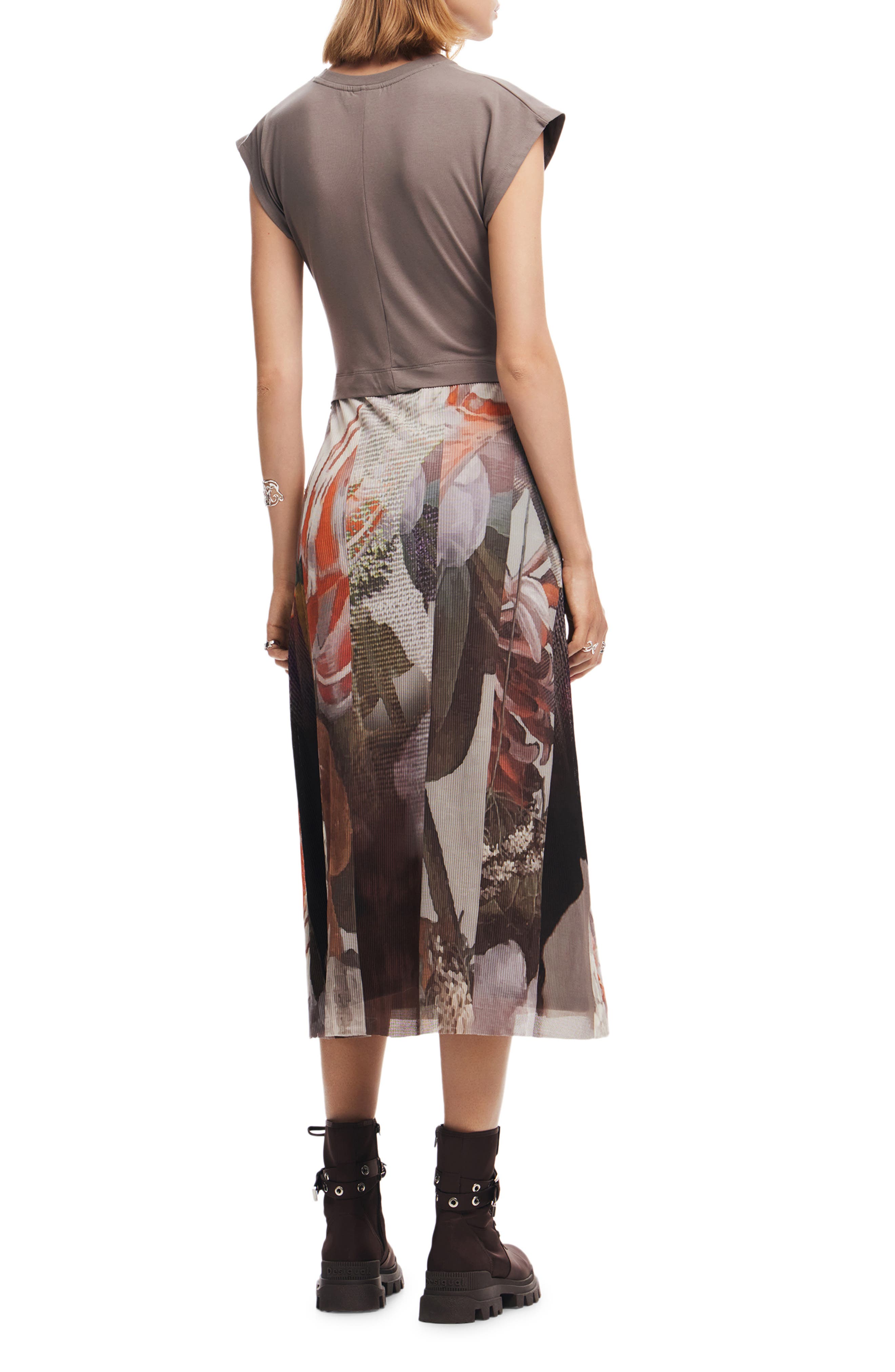 Mixed Media T-Shirt Midi Dress - image 2