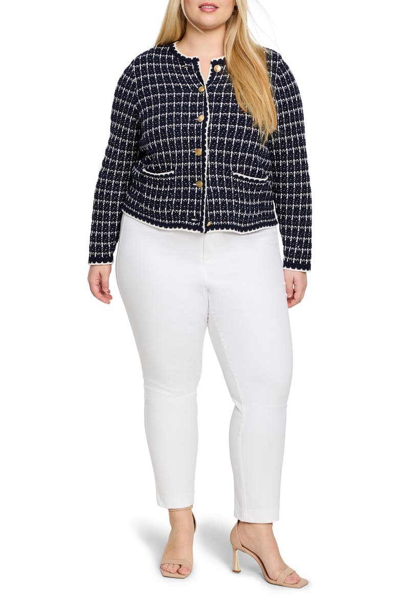 Mixed Up Sweater Jacket, Alternate, color, INDIGO MULTI