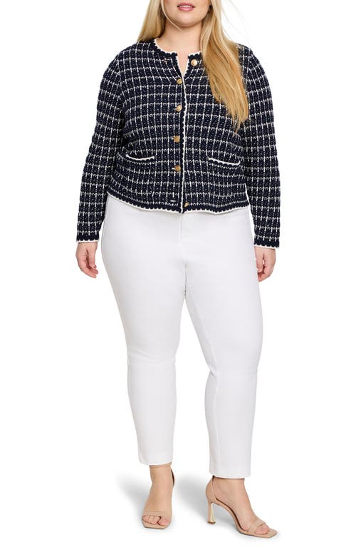 Nic + Zoe Nic+zoe Mixed Up Sweater Jacket In Indigo Multi