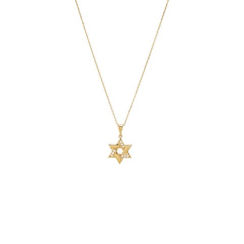 Chunky Diamond Accented Cutout Star Of David Pendant Necklace 14K