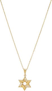 BY ADINA EDEN Chunky Diamond Accented Cutout Star Of David Pendant Necklace 14K