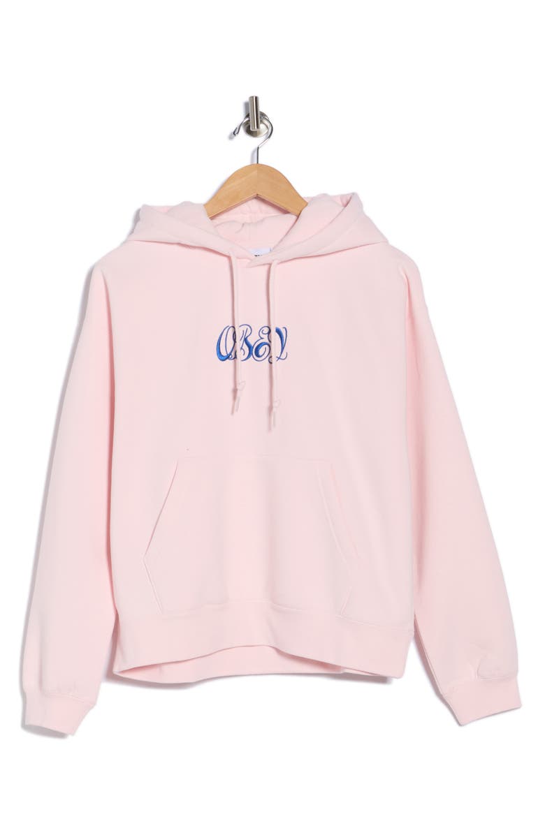 Obey Ribbon Pullover Hoodie, Alternate, color, Pink Sorbet