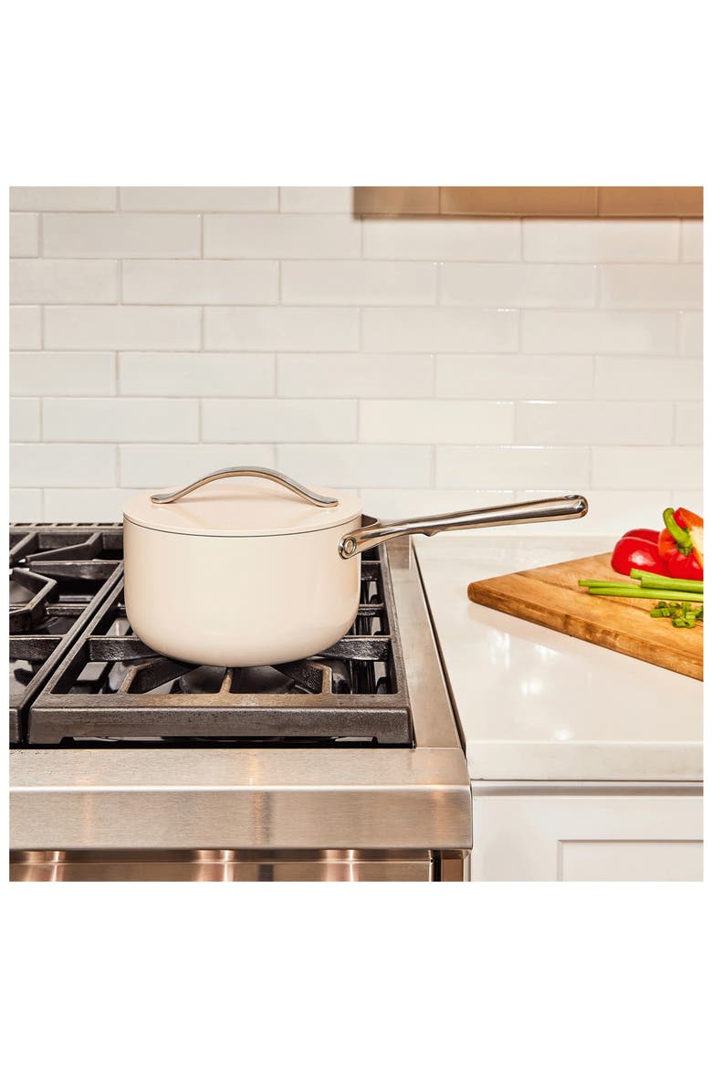 Nonstick Ceramic 1.75-Quart Sauce Pan with Lid, Alternate, color, CREAM