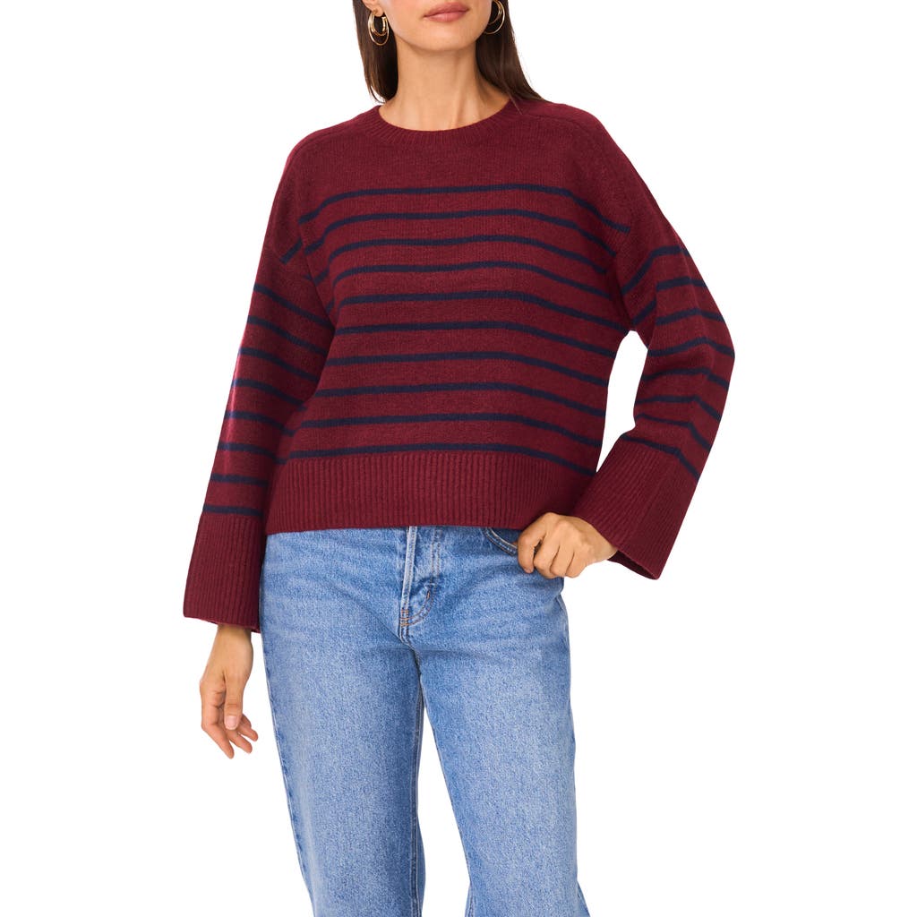 1.state Stripe Sweater In Burgundy