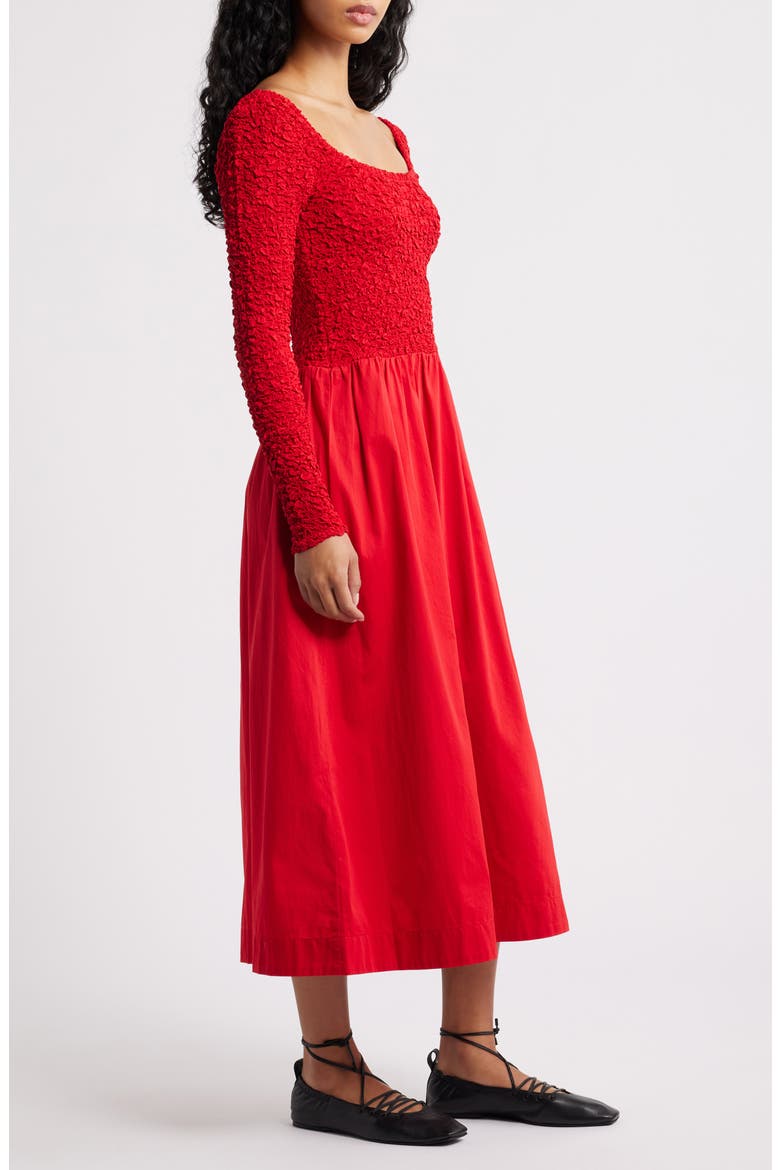Malinda Smocked Long Sleeve Organic Cotton Maxi Dress, Alternate, color, RED