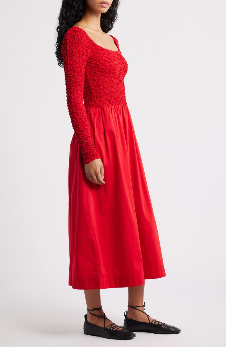 Damson Madder Malinda Smocked Long Sleeve Organic Cotton Maxi Dress, Alternate, color, Red