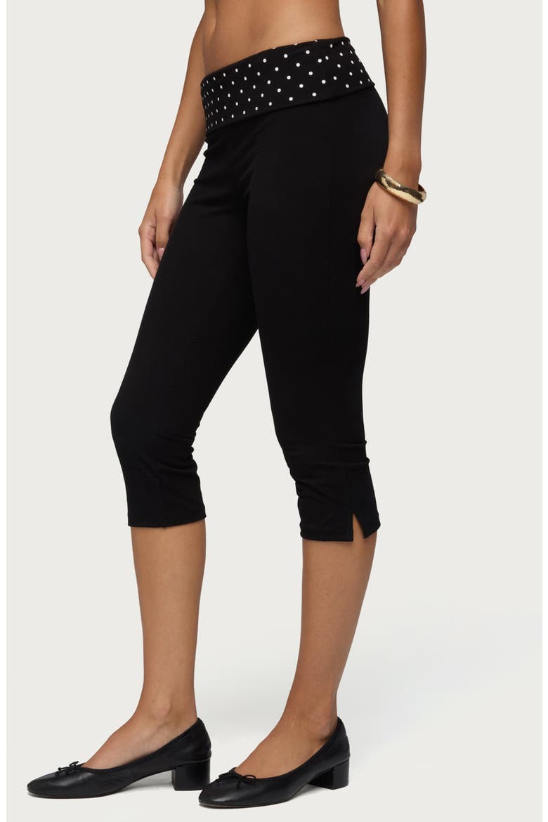 Genni Foldover Capri Pants, Alternate, color, BLACK