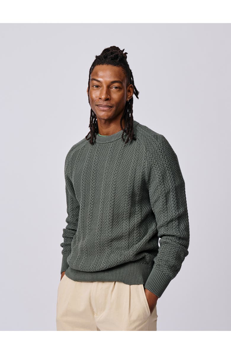 Aubin Montrose Textured Crew Neck Jumper, Main, color, Dark Khaki