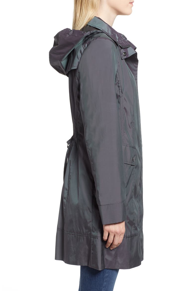 Back Bow Packable Hooded Raincoat, Alternate, color, GUNMETAL