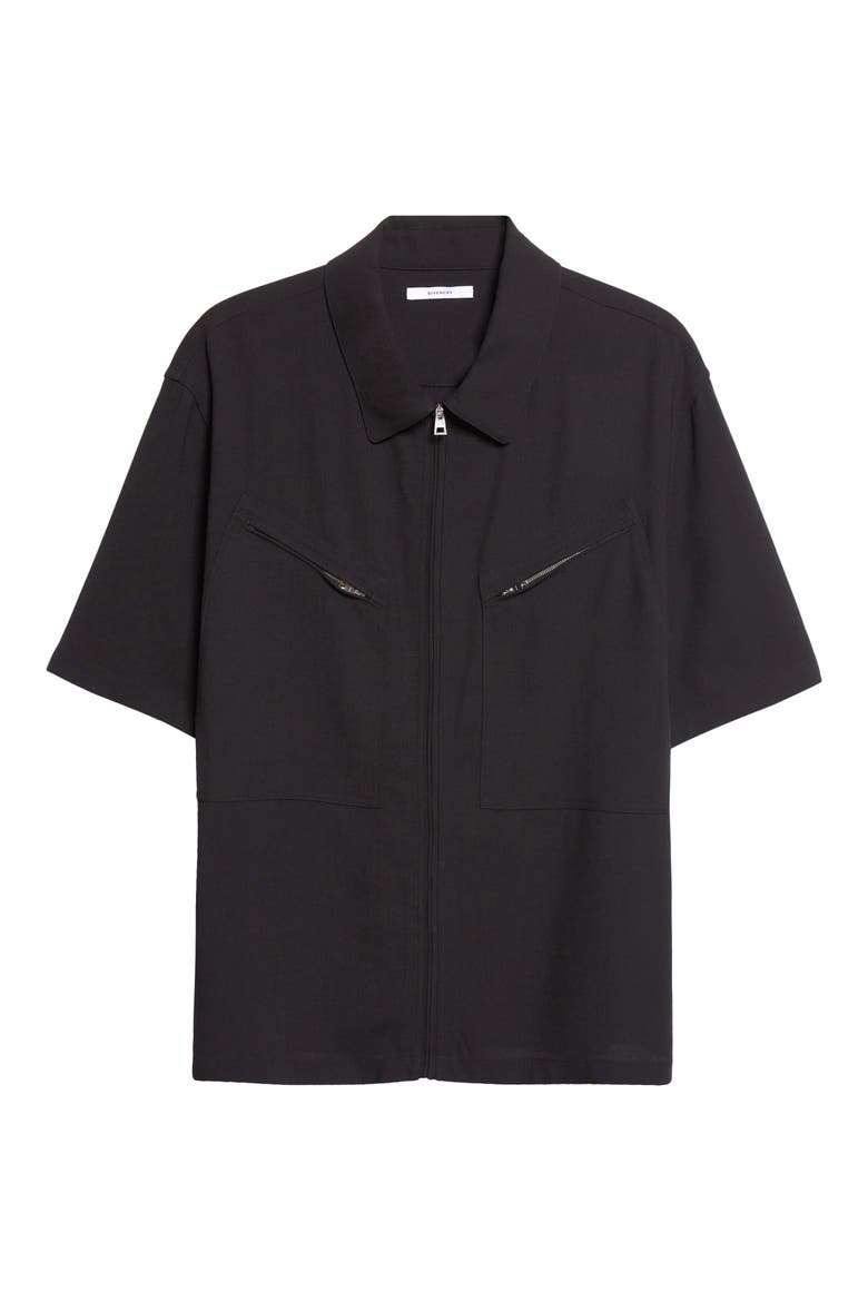 Utility Zip Front Wool Shirt, Alternate, color, BLACK