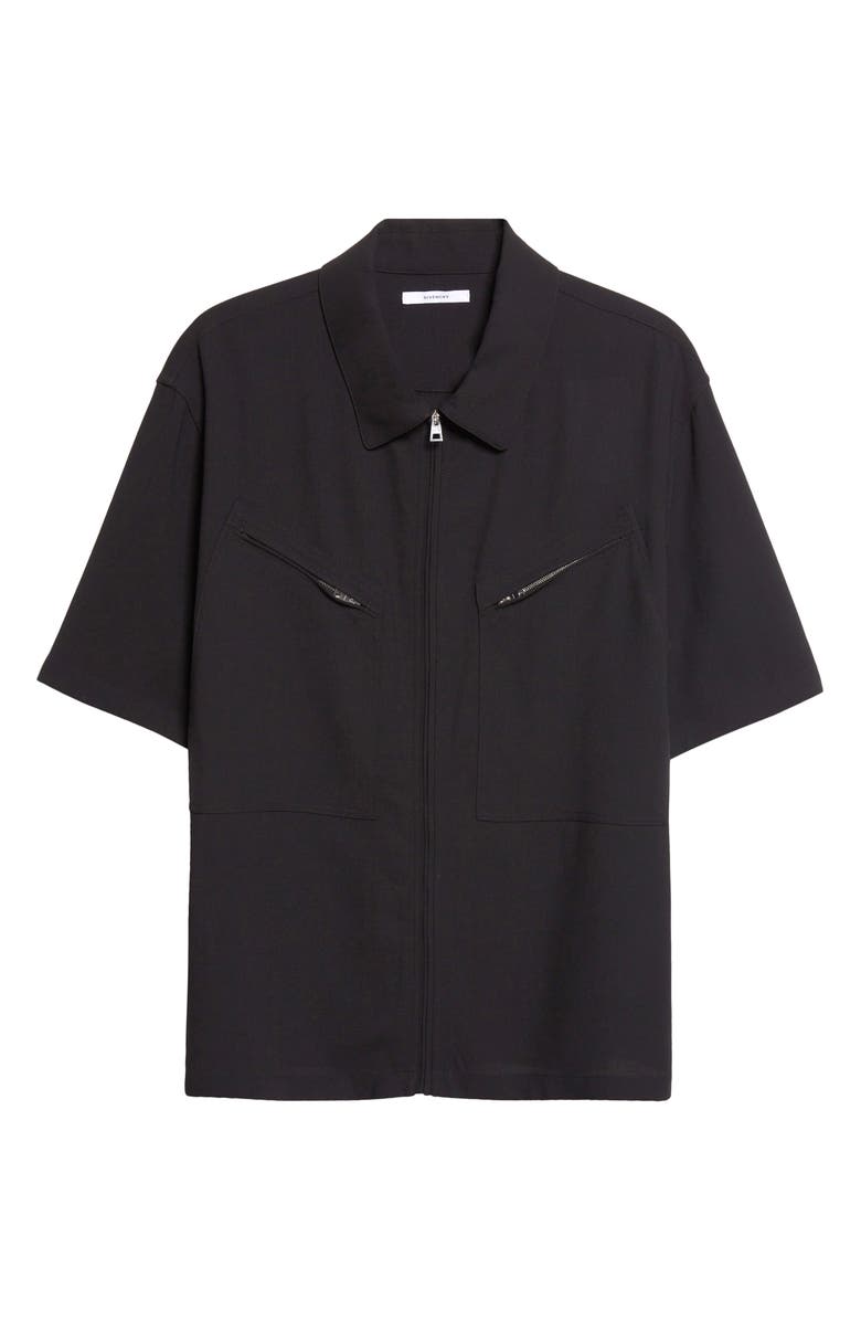Givenchy Utility Zip Front Wool Shirt, Main, color, Black