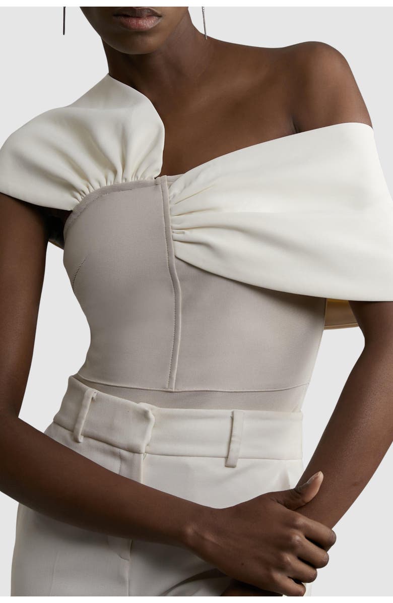 Karen Millen Figure Form Asymmetric Knit Top, Alternate, color, Neutral