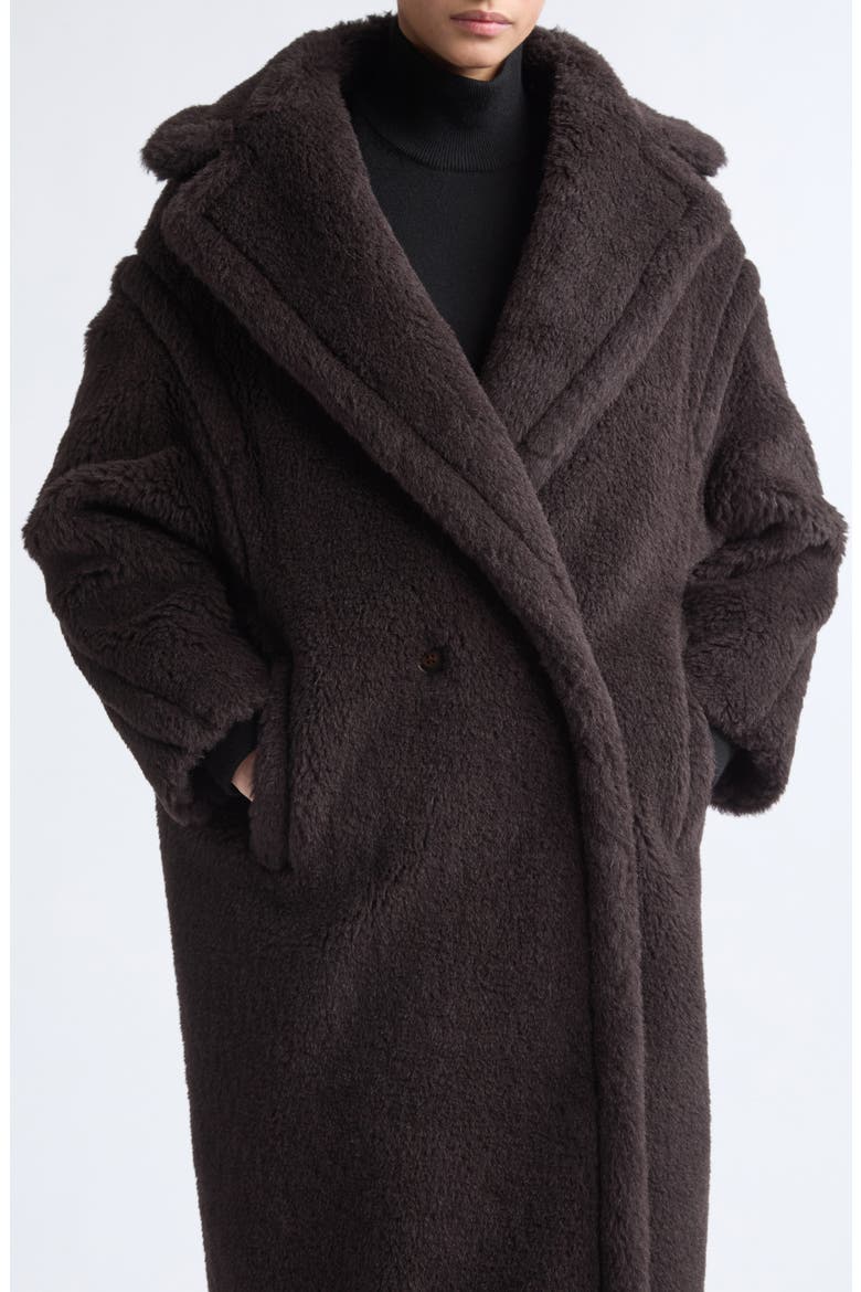 Tedgirl Oversize Double Breasted Alpaca Blend Coat, Alternate, color, DARK BROWN