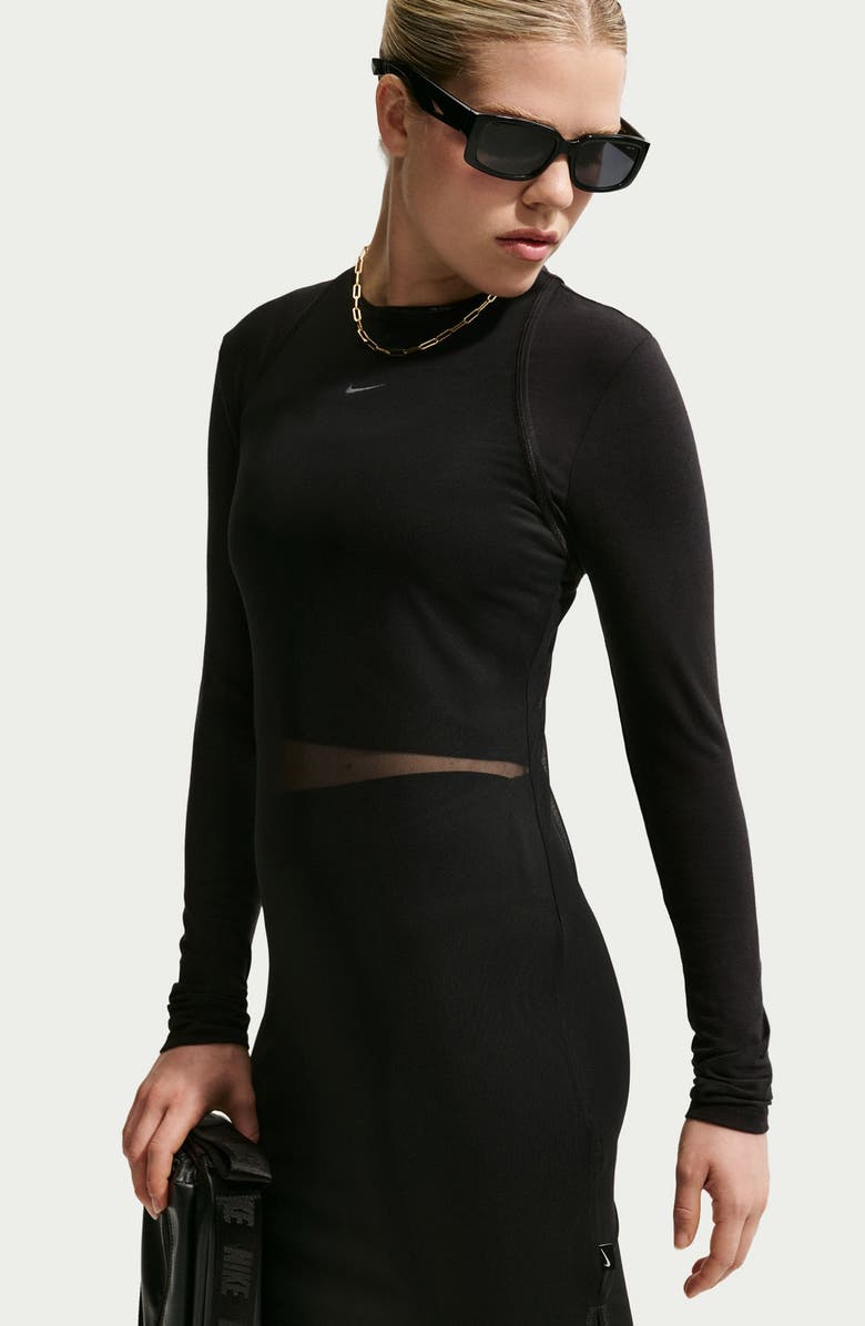 Nike Sportswear Tight Sheer Racerback Dress, Alternate, color, Black/ Sail