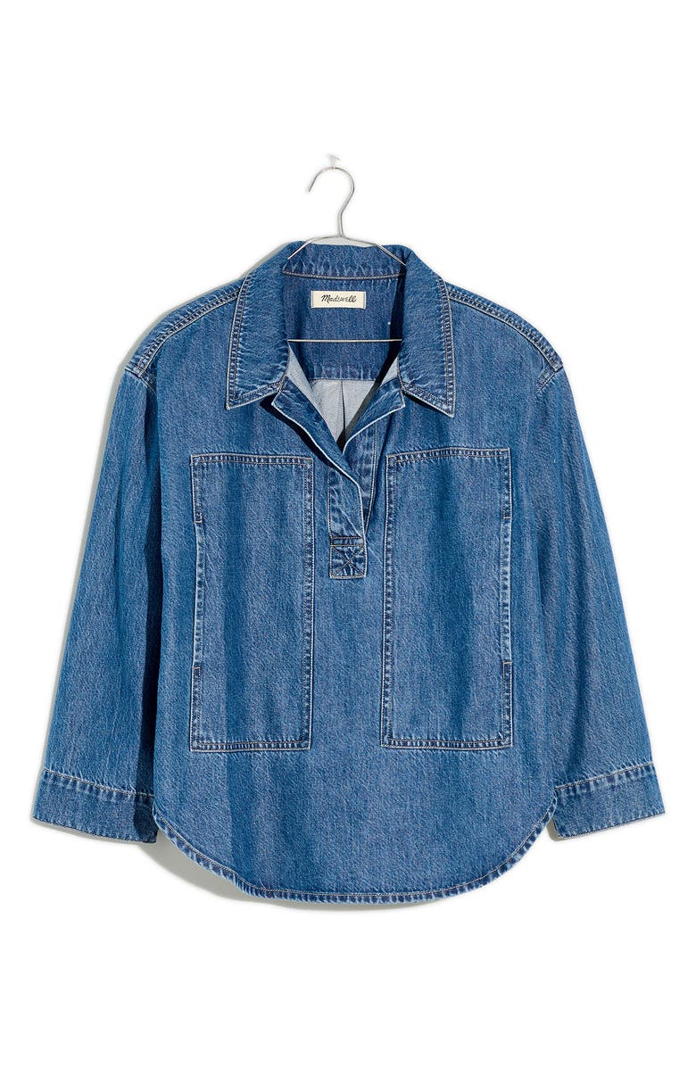 Madewell Denim Popover Top, Alternate, color, Terrydale Wash