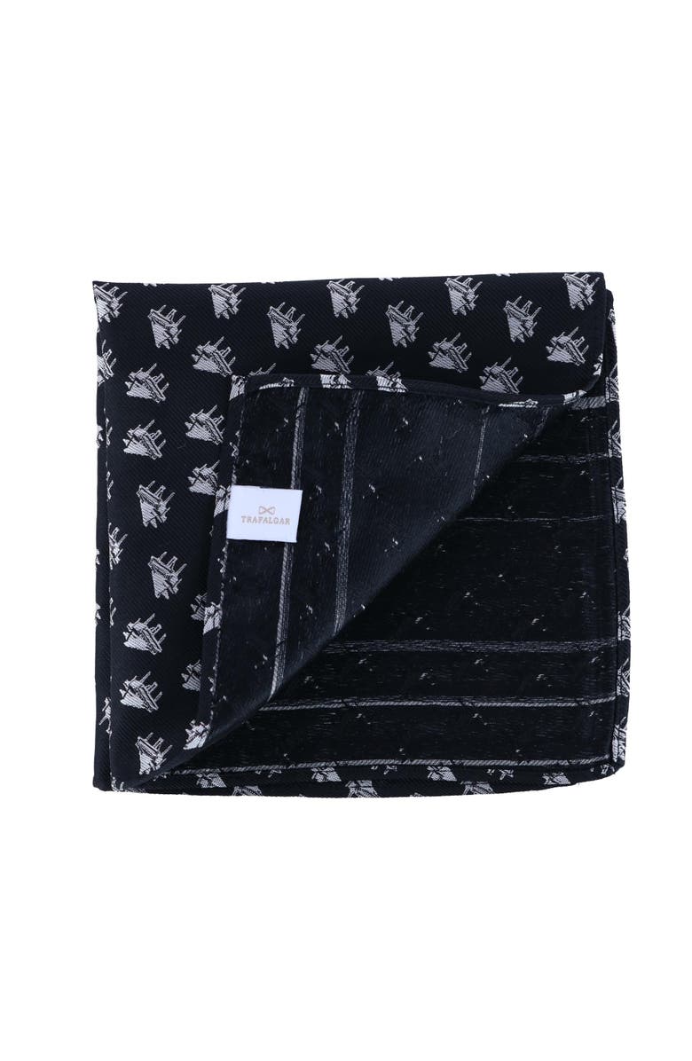 Trafalgar The Chopin Classical Piano Silk Pocket Square, Alternate, color, Black