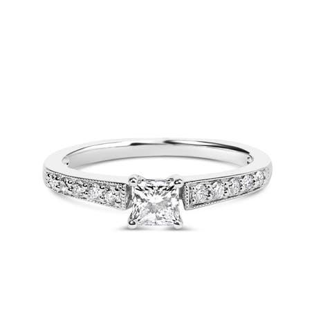 14K White Gold Diamond 1/2 Cttw Princess Cut Diamond Engagement Ring