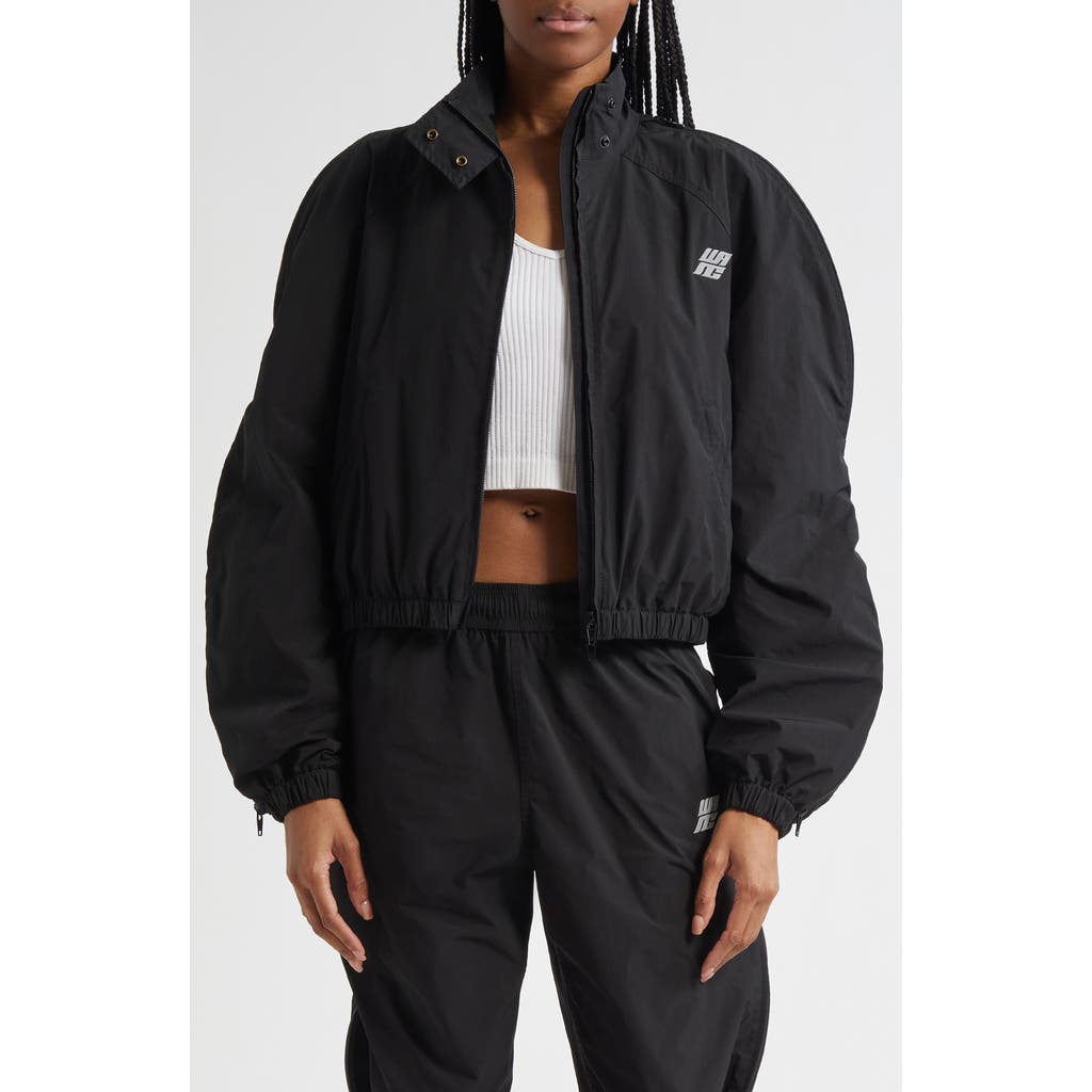 Alexander Wang Zip Sleeve Oversize Crop Track Jacket In Black