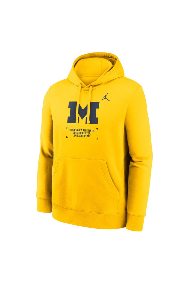 Men's Jordan Brand Maize Michigan Wolverines Basketball Two-Hit Club Fleece Pullover Hoodie, Alternate, color, Maize