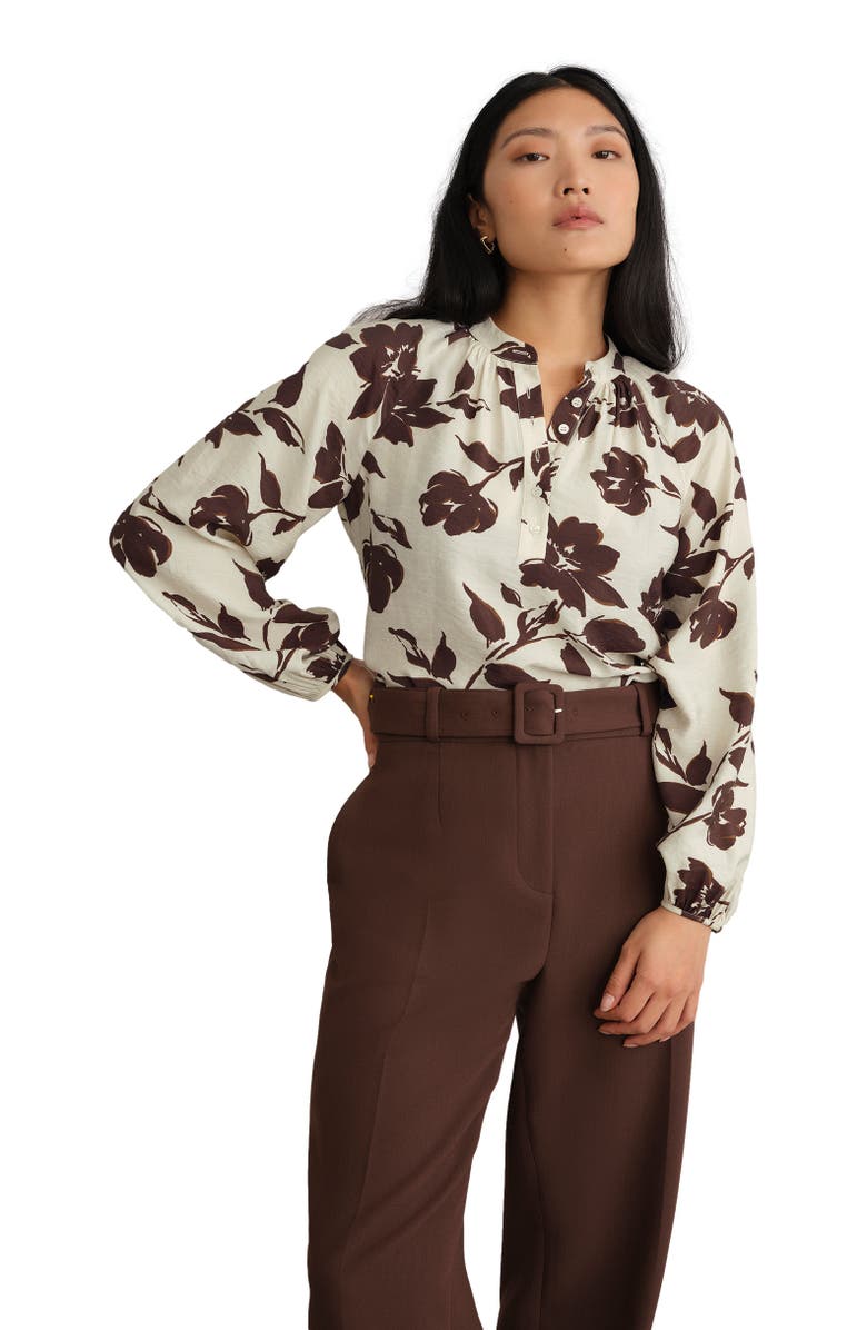 HOBBS LONDON Sherry Blouse, Alternate, color, Beige Chocolate