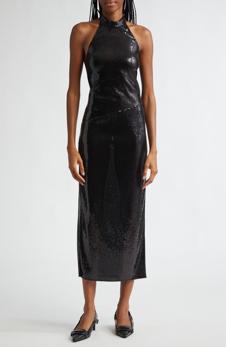 Courrèges Halter Neck Sequin Dress, Main, color,