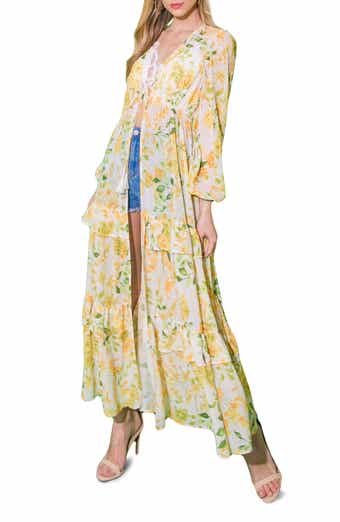 Floral Print Tiered Maxi Duster
