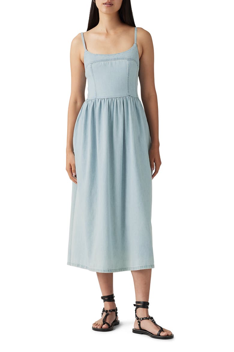 Alessie Bustier Denim Dress, Main, color, ROUNDED THE CORNER