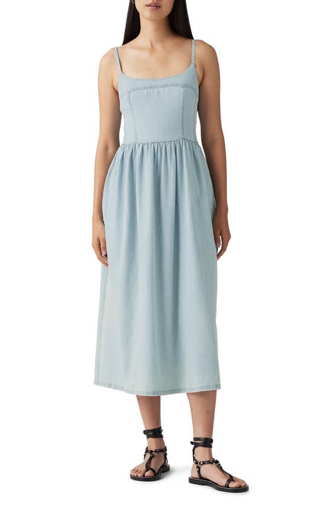 Alessie Bustier Denim Dress (Rounded The Corner)